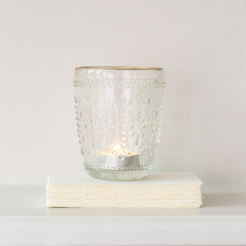 Glass with Gold Rim Tealight Holder